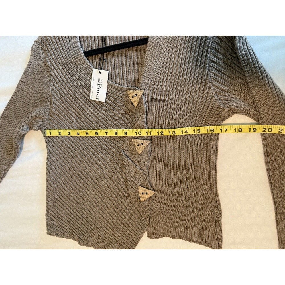 Putorti‎ Women's Artsy Sweater 3/4 Sleeve Asymmetrical Stretch Button M NEW - Picture 7 of 10